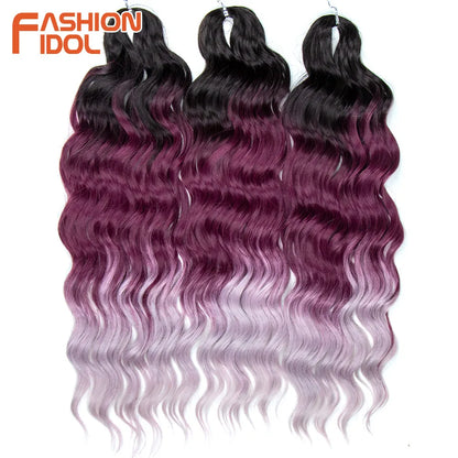 Deep Wave Braiding Hair Extensions 24 Inch – Synthetic Water Wave Crochet Hair