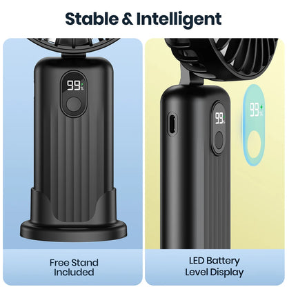 Portable Mini Fan 3-in-1 USB Rechargeable – Handheld, Neck & Desktop Stand Fan