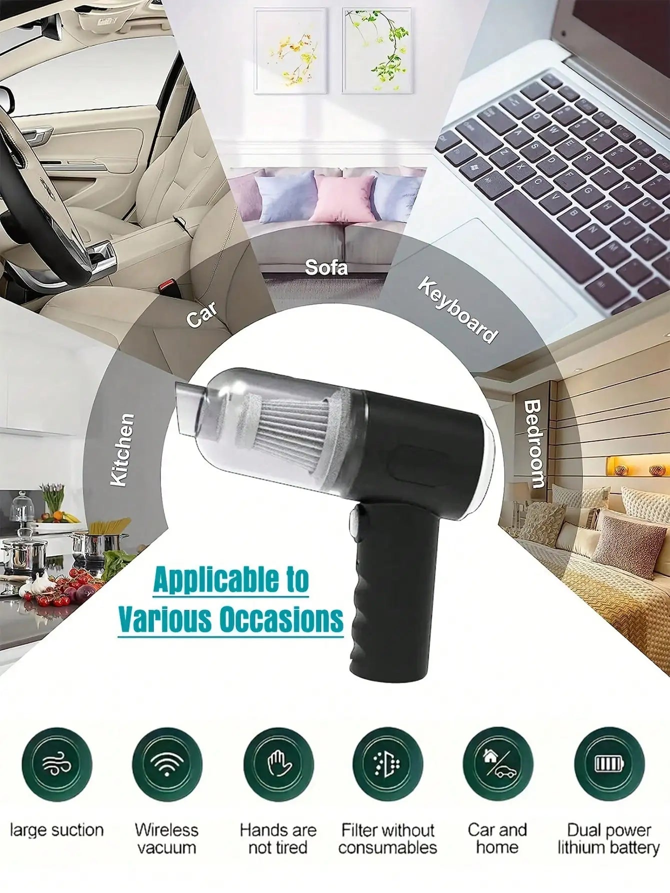 Multifunctional Cordless Handheld Vacuum Cleaner with Multiple Nozzles