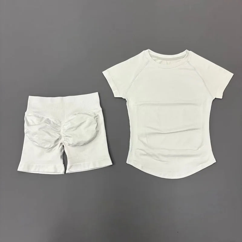 Seamless Workout Set Women 2 Piece – Top & Biker Shorts