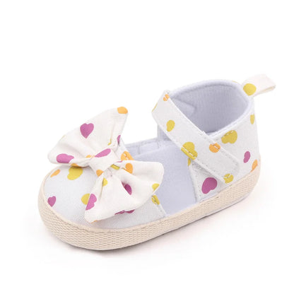 Baby Girl Bowknot Sandals – Dot Print Soft Sole First Walker