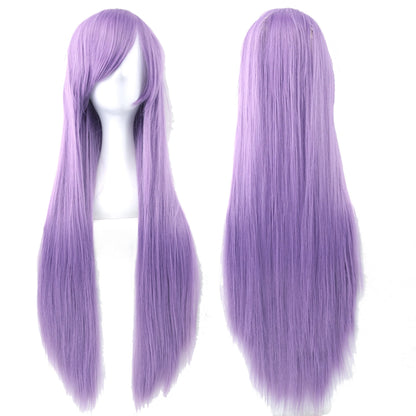 80cm Long Synthetic Cosplay Wig – Straight Hair, 36 Colors