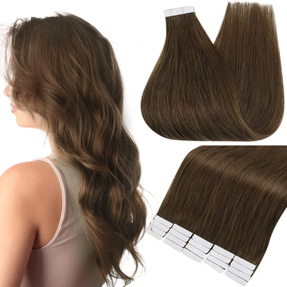 Tape-In Hair Extensions 100% Remy Human Hair Straight Seamless