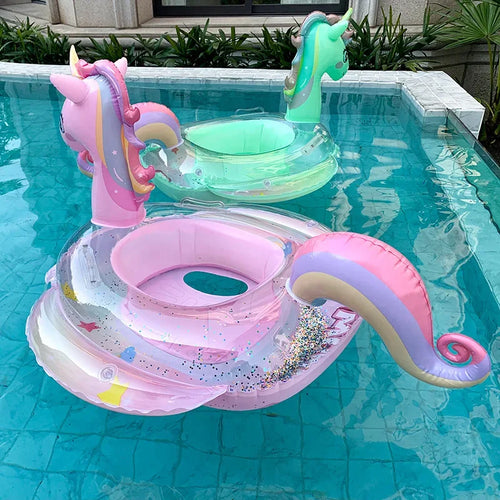 Unicorn Baby Swim Ring Inflatable Pool Float with Sequins