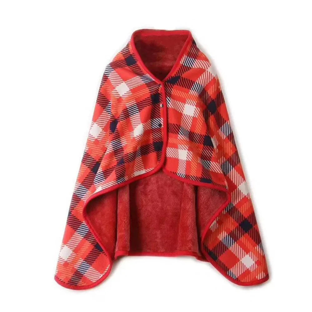 Plaid Blanket Scarf Wrap – Women's Double-Layer Winter Shawl