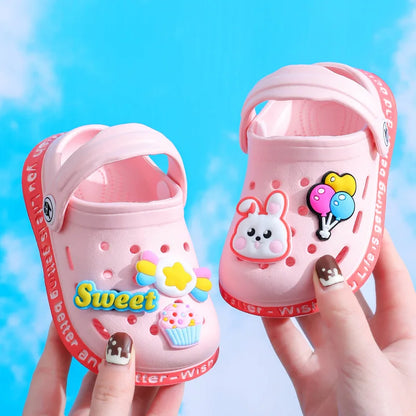 Kids Cartoon Clog Sandals – Cute Bear & Balloon Design