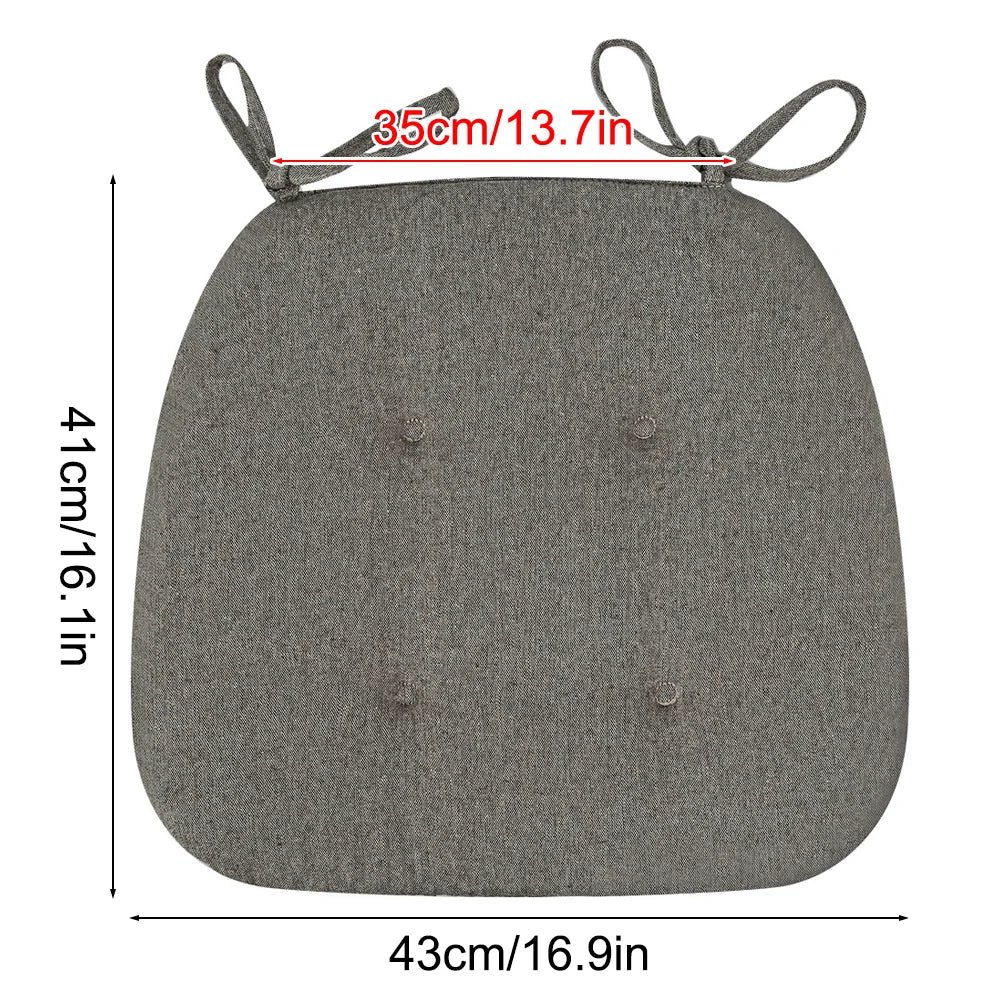Cotton Linen Chair Cushion – Breathable U-Shape Seat Pad with Ties