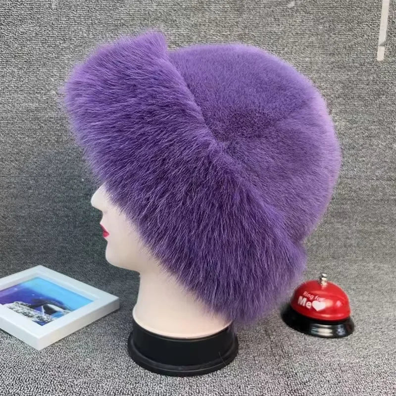 Faux Fur Winter Hat for Women – Warm Fluffy Beanie with Ear Protection