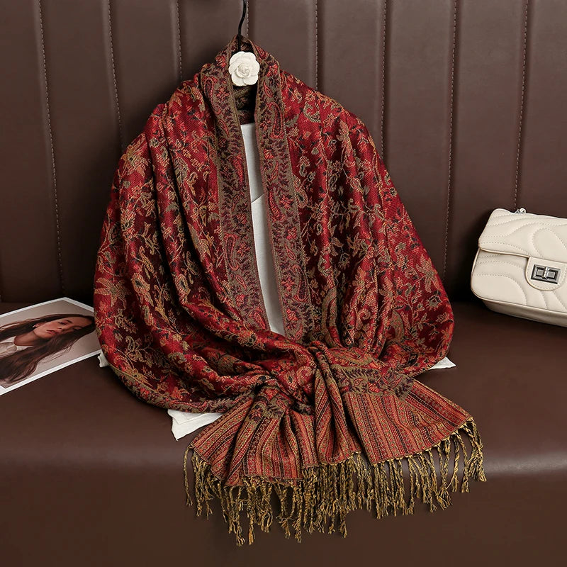 Paisley Print Cashmere Pashmina Shawl for Women – Warm Winter Wrap