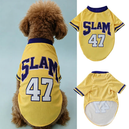 Dog Basketball Jersey SLAM 47 Breathable Mesh Pet T-Shirt