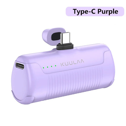 KUULAA Mini Power Bank 4500mAh – Plug-In Portable Charger for iPhone & USB-C