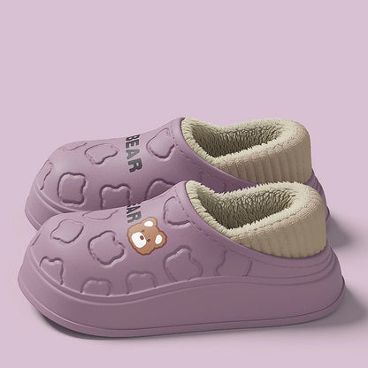 Waterproof Plush Bear Slippers – Warm Anti-Slip Indoor Outdoor Shoes