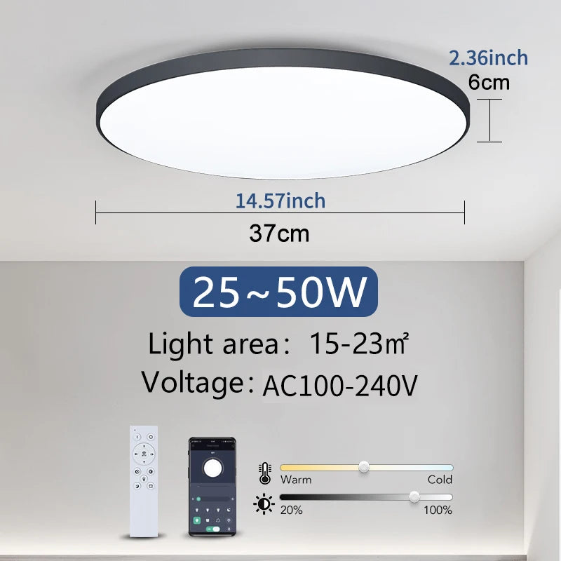 Smart LED Ceiling Light with Remote Control & Dimmer