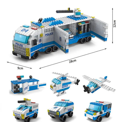 Police City Building Blocks Set – 6-in-1 Model Kit