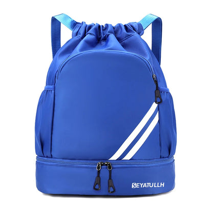 Sports Drawstring Backpack with Shoe Compartment – Waterproof Gym Bag