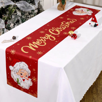 Christmas Table Runner – Festive Gnome & Santa Holiday Tablecloth