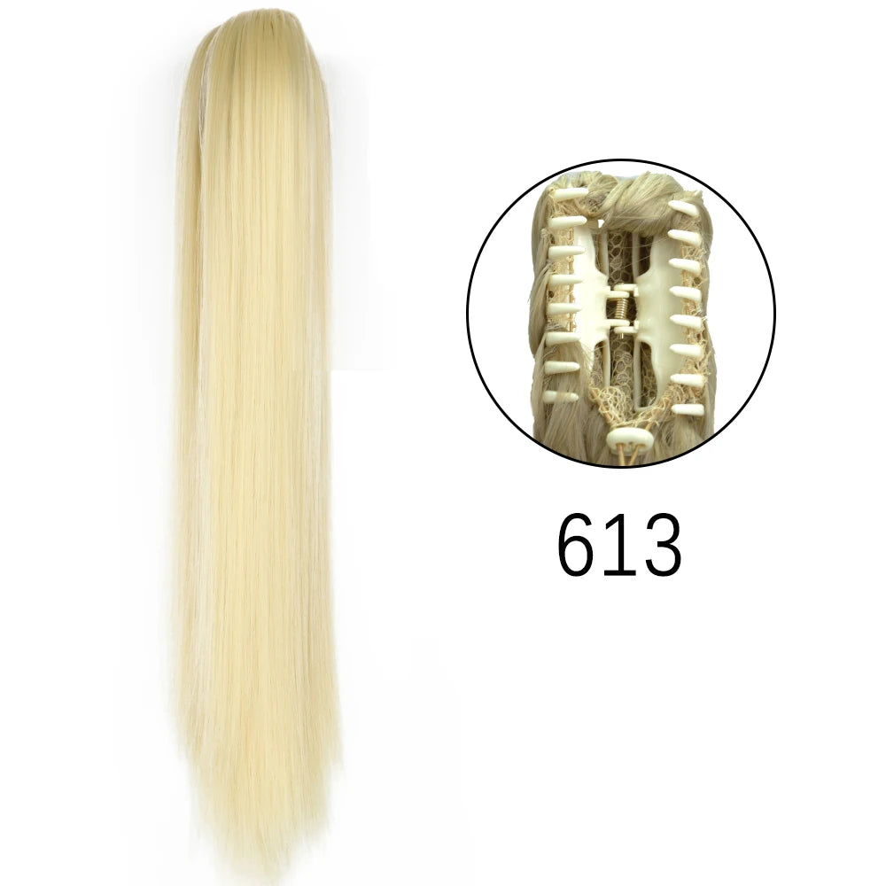Claw Clip Ponytail Hair Extension 24 Inch Wavy Synthetic Heat Resistant