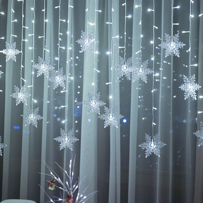 Christmas Snowflake LED Curtain String Lights – 3.2m Fairy Lights