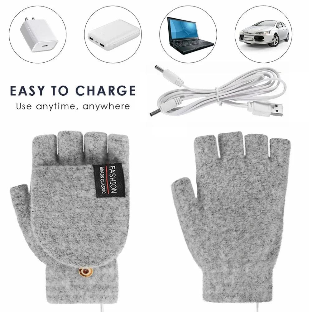 USB Heated Gloves – Electric Heating Hand Warmer for Typing & Skiing