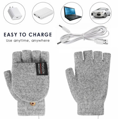 USB Heated Gloves – Electric Heating Hand Warmer for Typing & Skiing