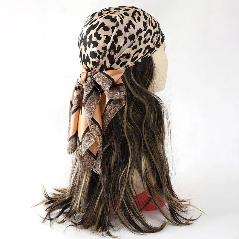 Silk Feel Square Scarf for Women – Satin Hair Wrap & Foulard Shawl