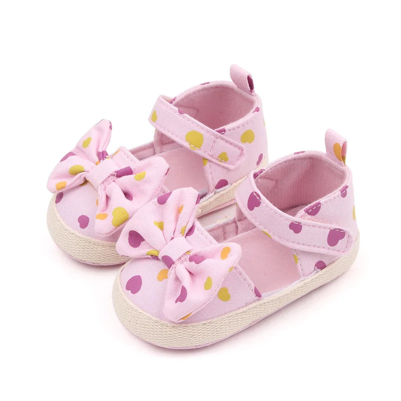 Baby Girl Bowknot Sandals – Dot Print Soft Sole First Walker