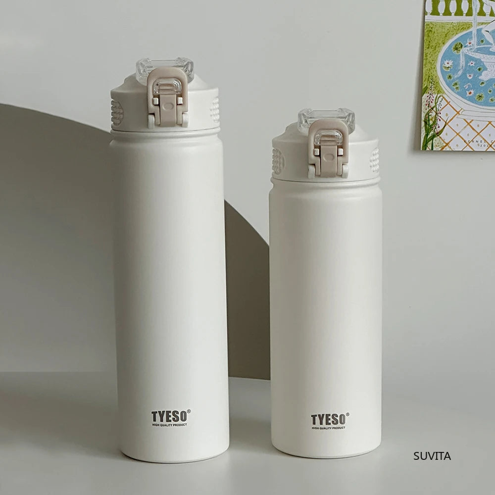Tyeso Insulated Thermos Water Bottle with Straw – Stainless Steel