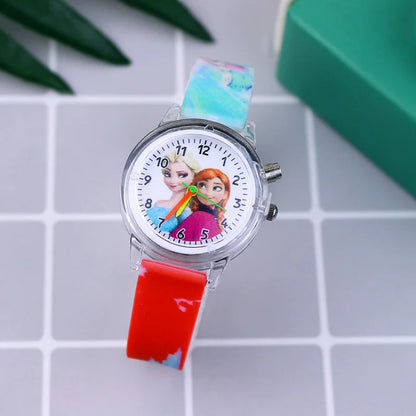 Kids Frozen Elsa & Anna Light-Up Watch Girls Silicone Strap