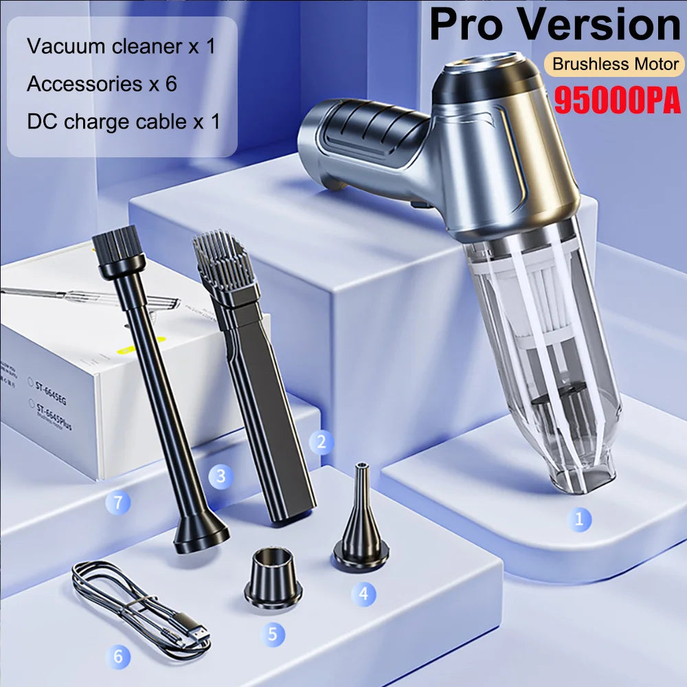 Handheld Wireless Car Vacuum Cleaner 95000Pa 2-in-1 Blower & Home Use