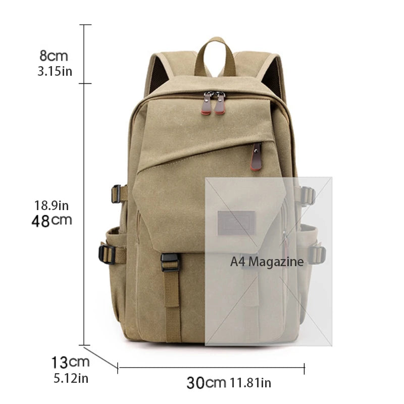 Large Capacity Canvas Travel Backpack for Men
