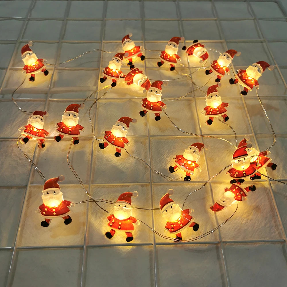 Christmas LED String Lights Santa Snowman Reindeer Xmas Decor