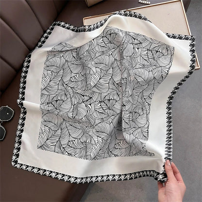 Satin Square Scarf Women Cute Cat Print Headscarf Neckerchief