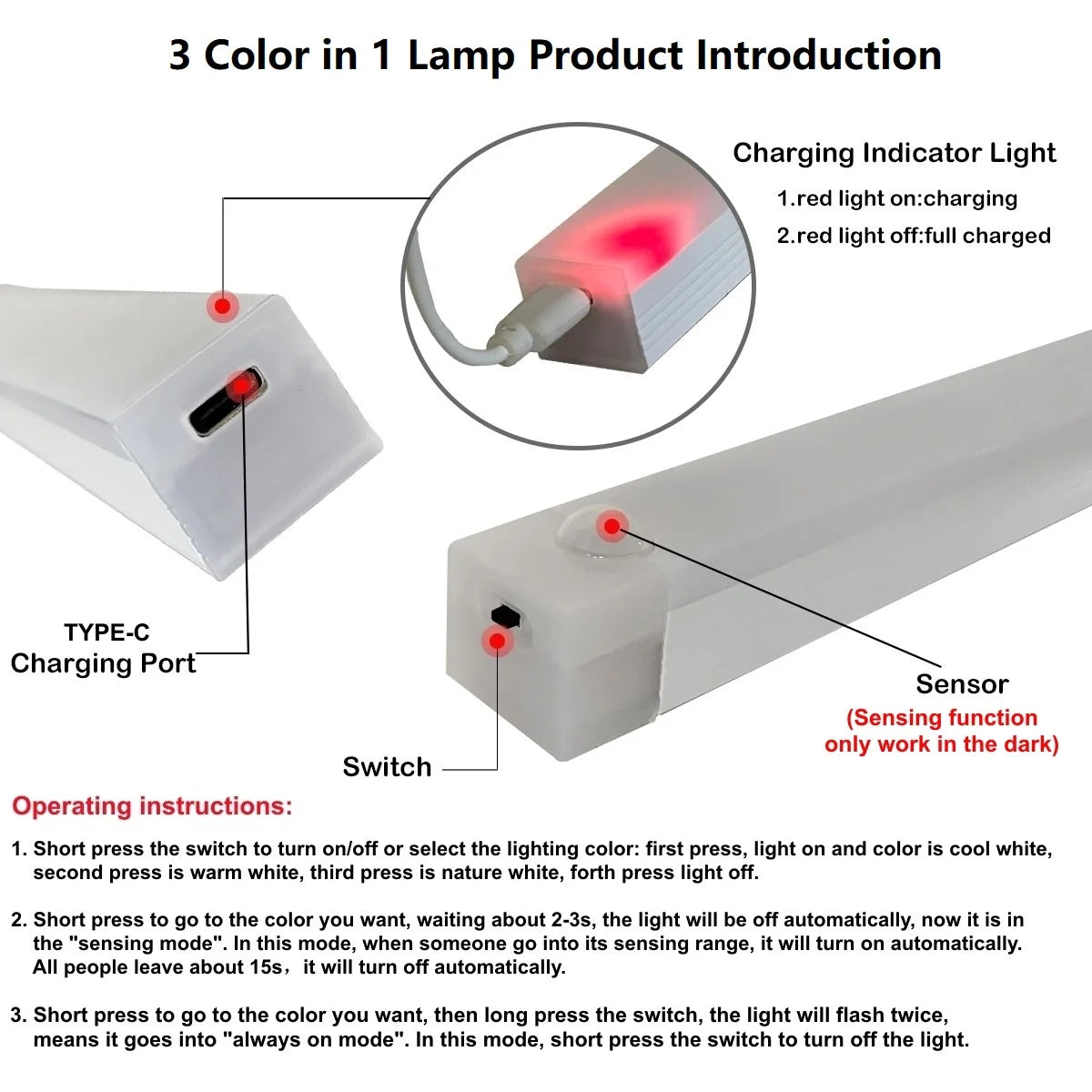 Motion Sensor LED Strip Light – USB Rechargeable Cabinet Bar Lamp
