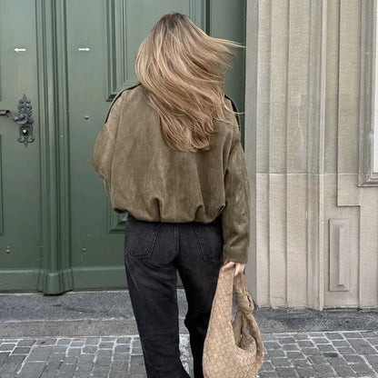 Bomber Jacket for Women, Oversized Vintage Fit