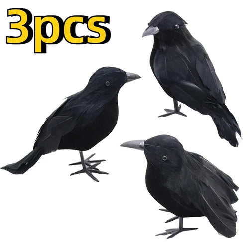 Realistic Artificial Crow Halloween Decoration – 1 or 3pcs
