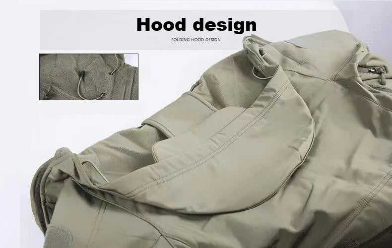 Men's Fleece-Lined Softshell Jacket – Windproof Outdoor Hooded Coat