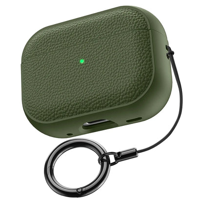 AirPods Case Leather Pattern TPU Cover with Keychain