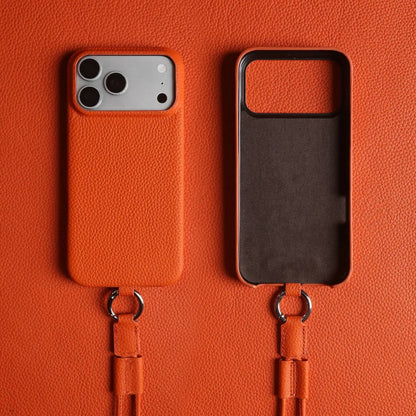 With Lanyard Genuine Leather iPhone Case