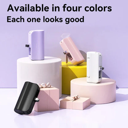 Mini Capsule Power Bank 5000mAh Plug-in Portable Charger for iPhone & USB-C