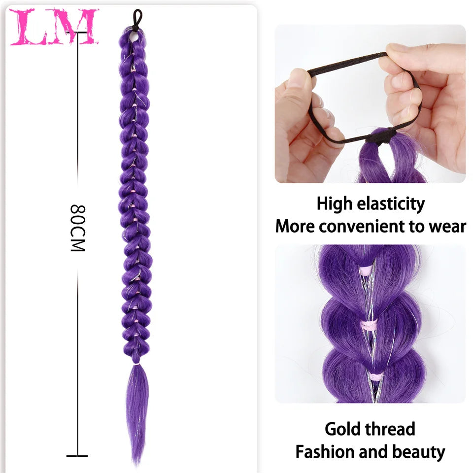 Jumbo Braid Ponytail Hair Extension 32 Inch – Synthetic Long Braiding Hair for Cosplay & Party