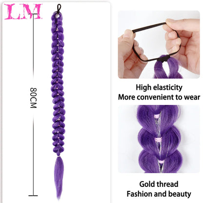 Jumbo Braid Ponytail Hair Extension 32 Inch – Synthetic Long Braiding Hair for Cosplay & Party
