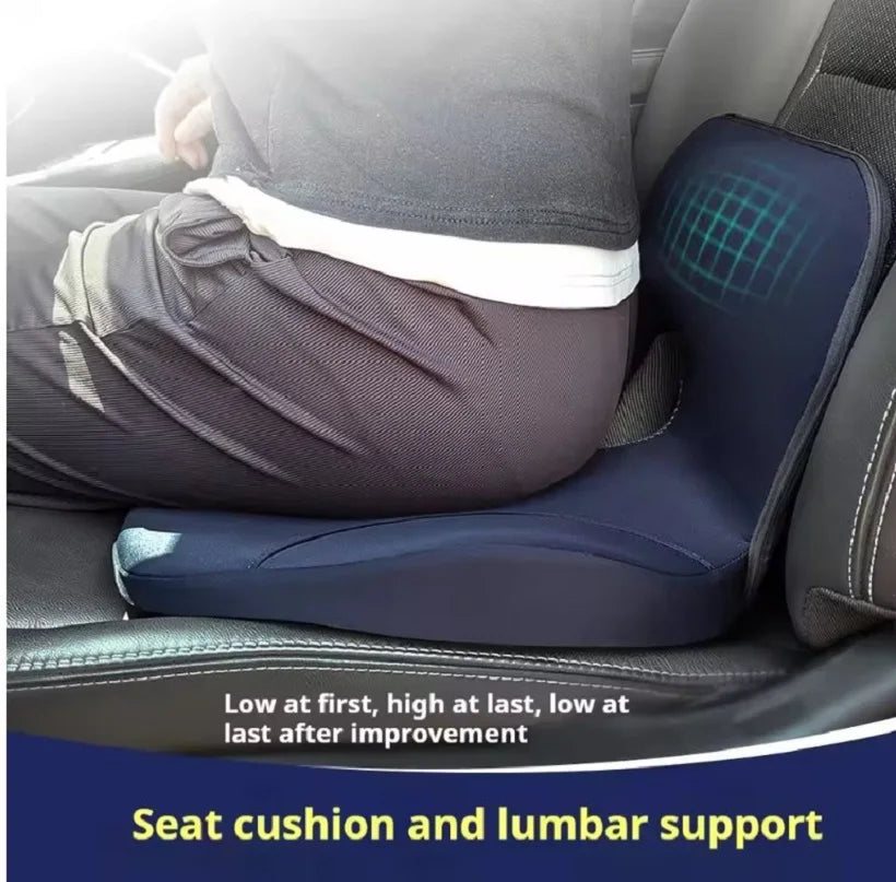 Memory Foam Seat & Lumbar Support Cushion Set – Orthopedic Ergonomic Back Relief