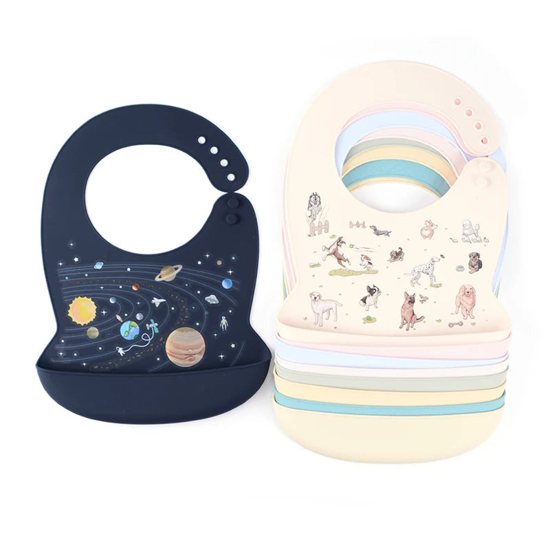 Silicone Baby Bib with Food Catcher – Waterproof & Soft
