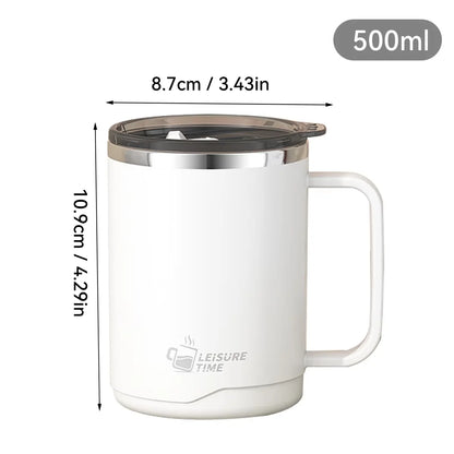 Insulated Coffee Mug with Handle – 500ml Stainless Steel Travel Cup