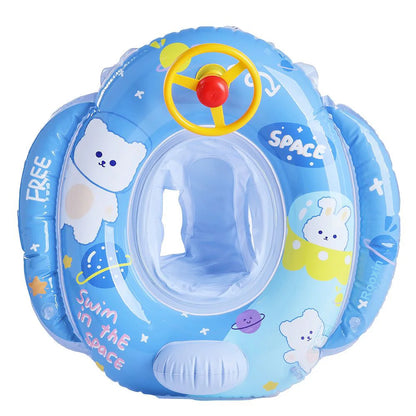 Baby Pool Float with Sunshade – Inflatable Infant Swim Ring Seat