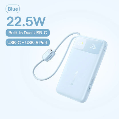 Baseus 10000mAh Power Bank 22.5W Fast Charging with Built-In Dual USB-C Cable