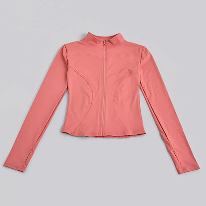 Women's Full-Zip Yoga Jacket with Thumb Holes – Slim Fit Athletic Top