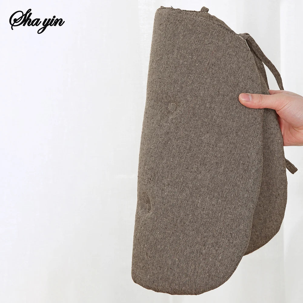 Cotton Linen Chair Cushion – Breathable U-Shape Seat Pad with Ties
