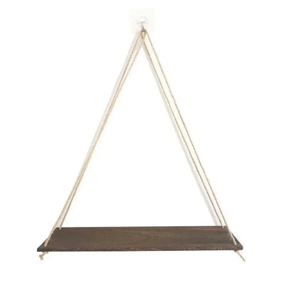 Wood Hanging Rope Swing Shelf – Wall Mounted Floating Shelf