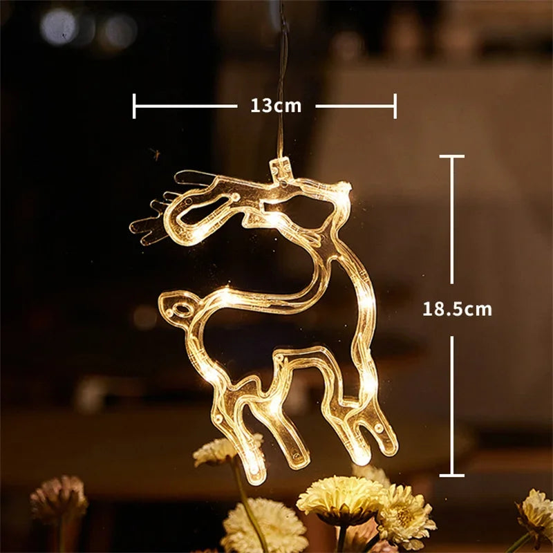 Christmas LED Window Hanging Light Ornaments Battery Operated